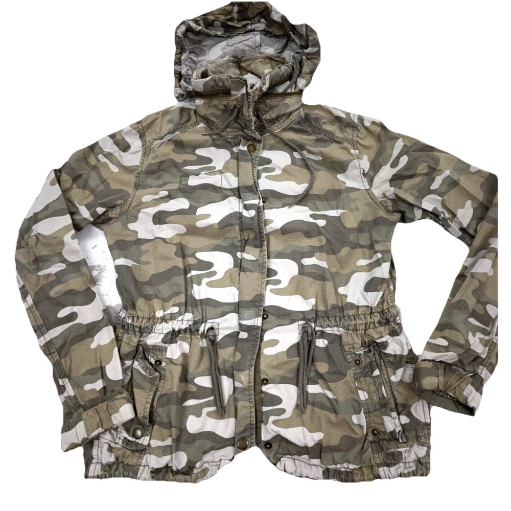 Vintage American Eagle Jacket Women Medium Camo Military Paratrooper Army Y2K